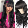 Brazilian Glueless Body Wave Wig With Bangs 130 Density - Mai Mai Beauty Supply